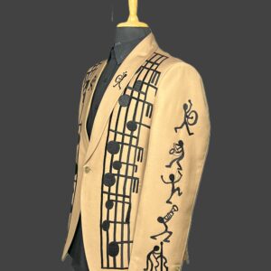The Rhythm Maestro Suit – Beige with Musical Motif Embroidery  by Fule Fashion House