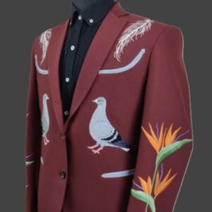 Maroon Aviary Elegance Blazer by Fule Fashion House
