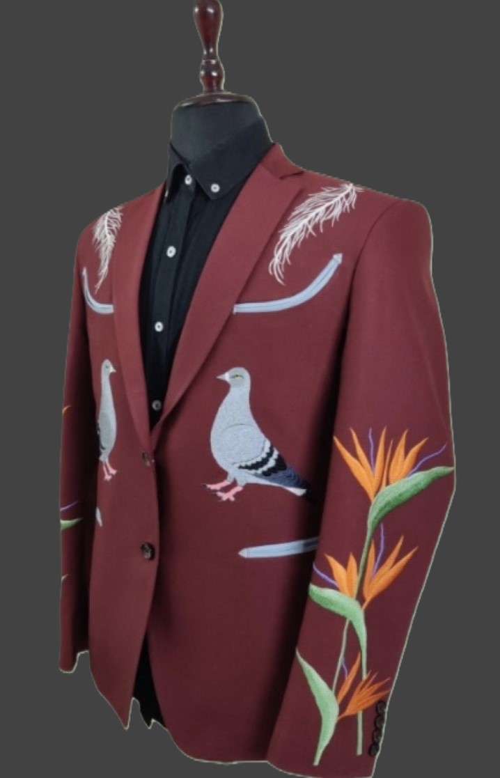Maroon Aviary Elegance Blazer by Fule Fashion House