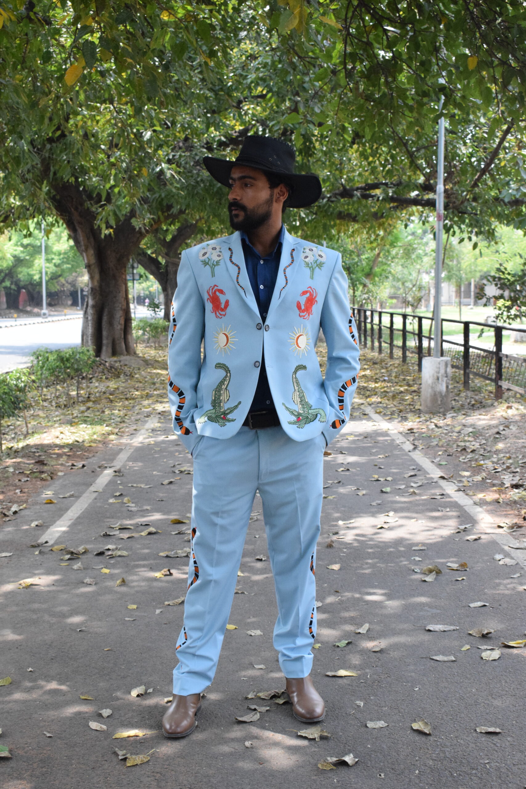 Skyline Western Embroidered Suit