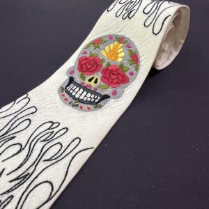 Rose Skull Embroidered Luxury Tie – Bold Floral Skull Design for Statement Style