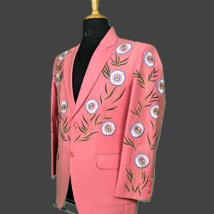 Pink Bloom Embroidered Luxury Blazer – Bespoke Floral Statement Piece by Fule Fashion House
