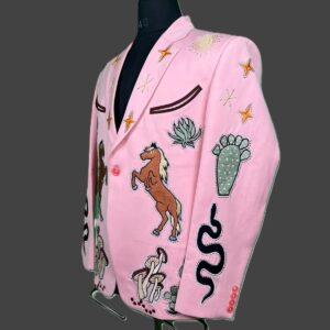 Luxury Western Rodeo Pink Embroidered Blazer by FuleFashionHouse
