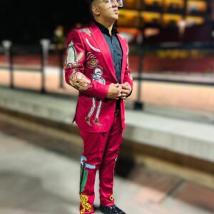 Crimson Legends Embroidered Western Suit by Fule Fashion House