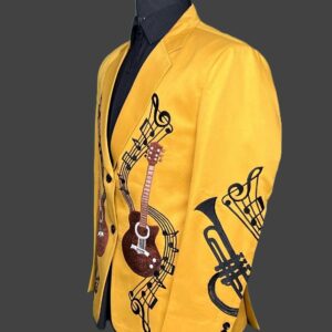 The Guitar Symphony Suit – Mustard with Musical Embroidery by Fule Fashion House