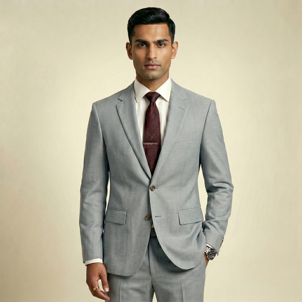 Opulent Silver Grey – Premium Men’s Full Suit