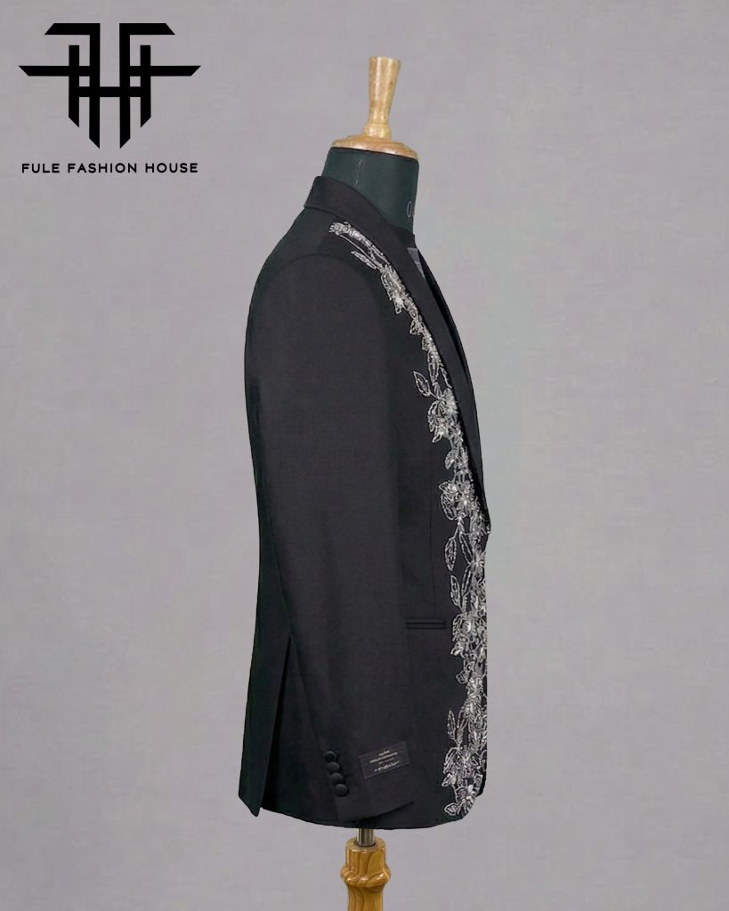 Imperial Charcoal – Luxury Embroidered Full Suit