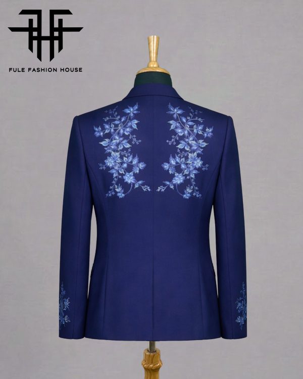 Elite Midnight Navy – Luxury Embroidered Full Suit