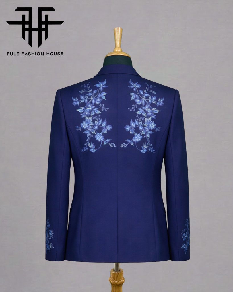 Elite Midnight Navy – Luxury Embroidered Full Suit