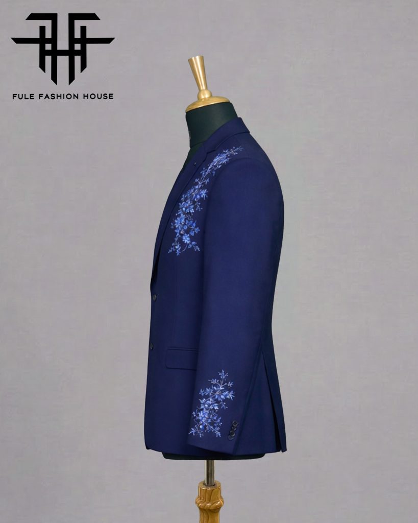 Elite Midnight Navy – Luxury Embroidered Full Suit