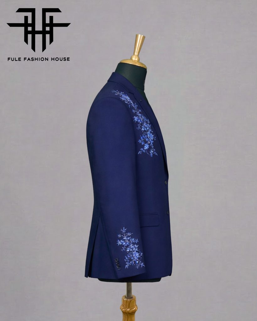 Elite Midnight Navy – Luxury Embroidered Full Suit