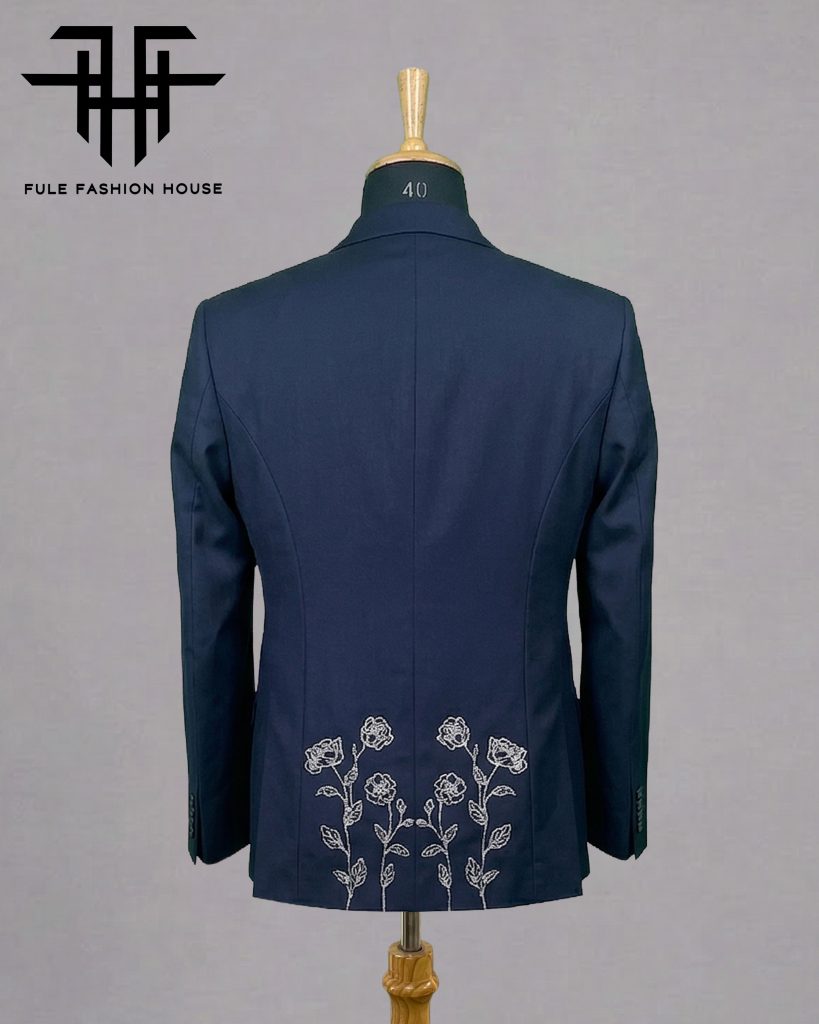 Opulent Deep Navy Blue – Luxury Embroidered Full Suit