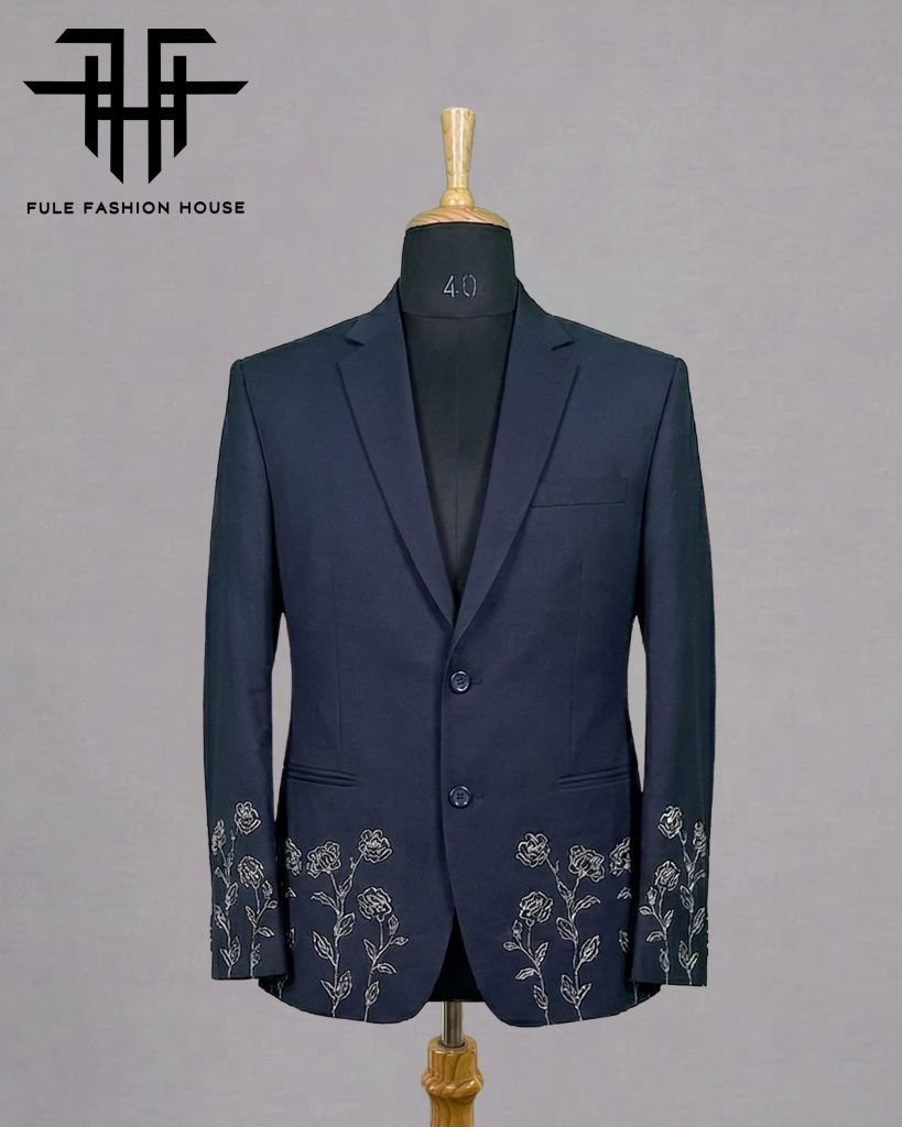 Opulent Deep Navy Blue – Luxury Embroidered Full Suit