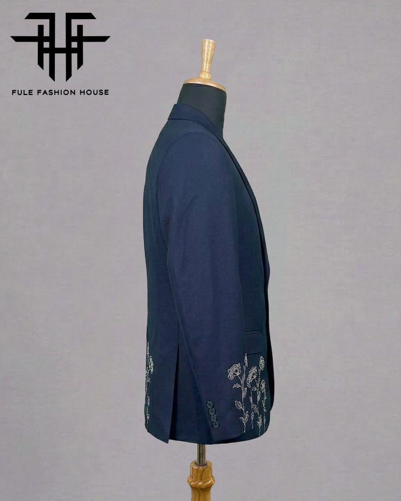 Opulent Deep Navy Blue – Luxury Embroidered Full Suit