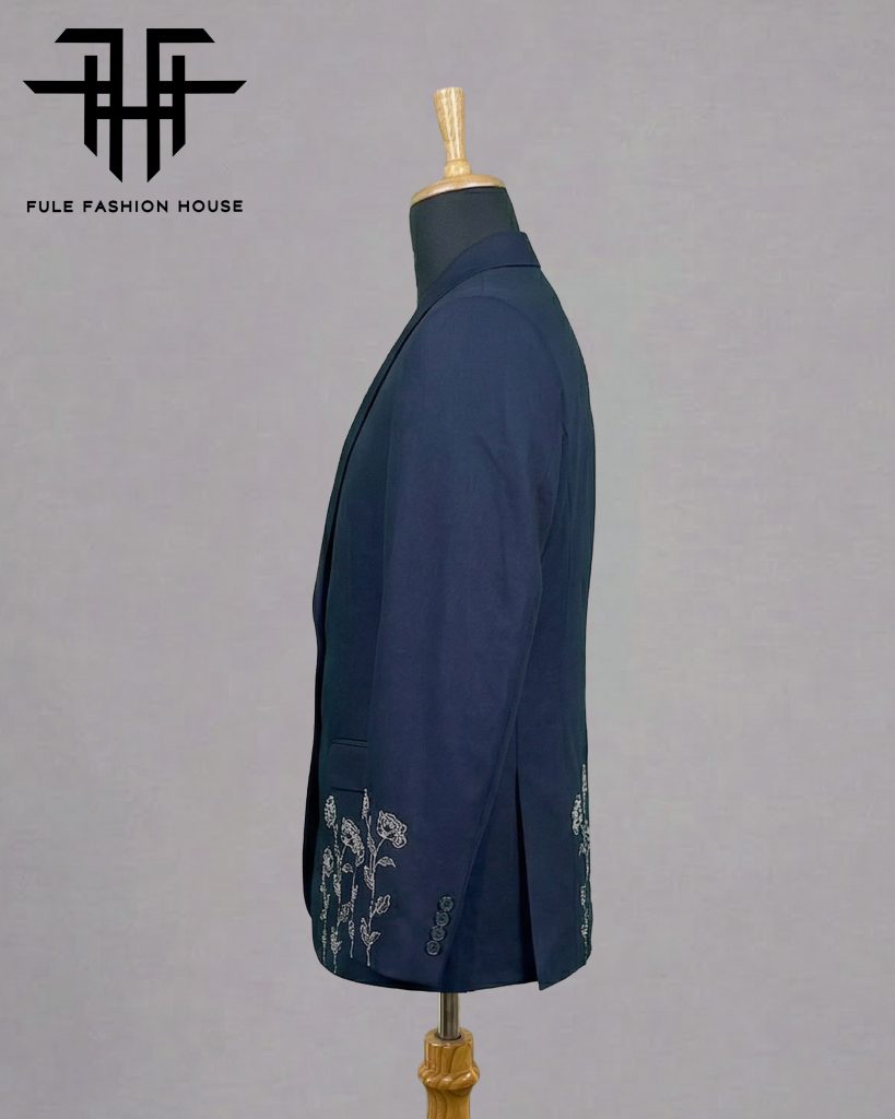 Opulent Deep Navy Blue – Luxury Embroidered Full Suit