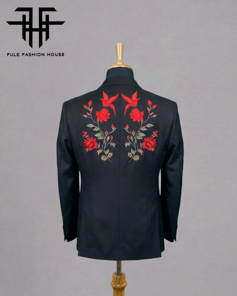 Elite Midnight Navy – Luxury Embroidered Full Suit