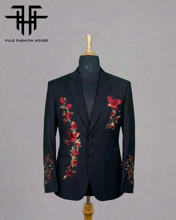Elite Midnight Navy – Luxury Embroidered Full Suit