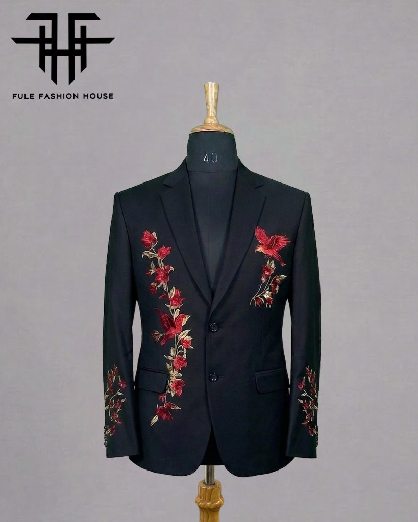 Elite Midnight Navy – Luxury Embroidered Full Suit