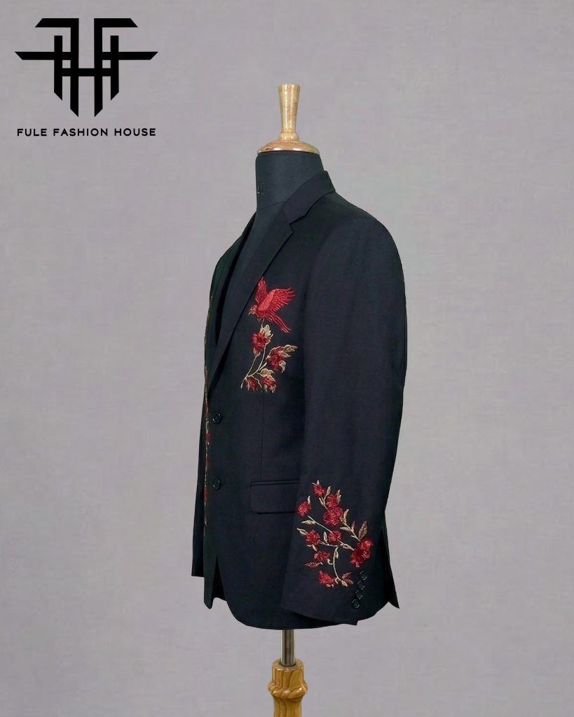 Elite Midnight Navy – Luxury Embroidered Full Suit