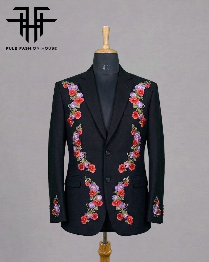 Grand Midnight Navy – Luxury Embroidered Full Suit