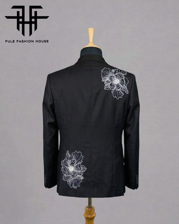 Elite Charcoal – Luxury Embroidered Full Suit