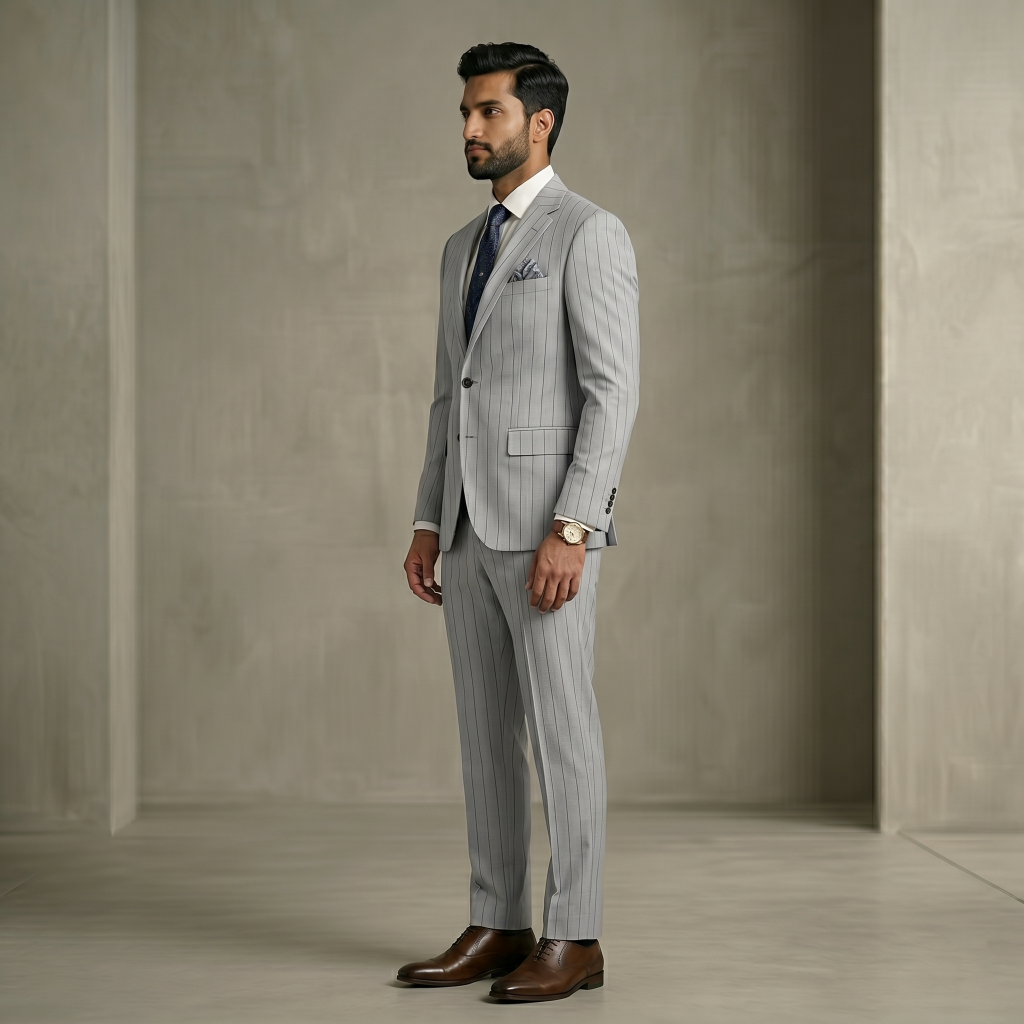 Opulent Silver Grey – Premium Men’s Full Suit