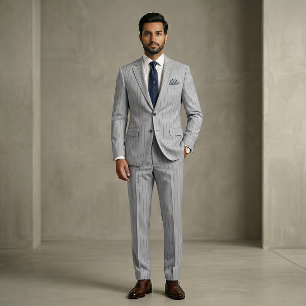 Opulent Silver Grey – Premium Men’s Full Suit