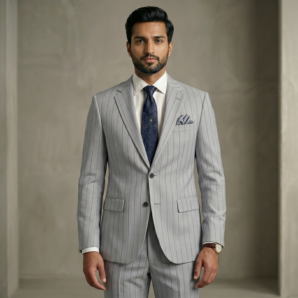 Opulent Silver Grey – Premium Men’s Full Suit