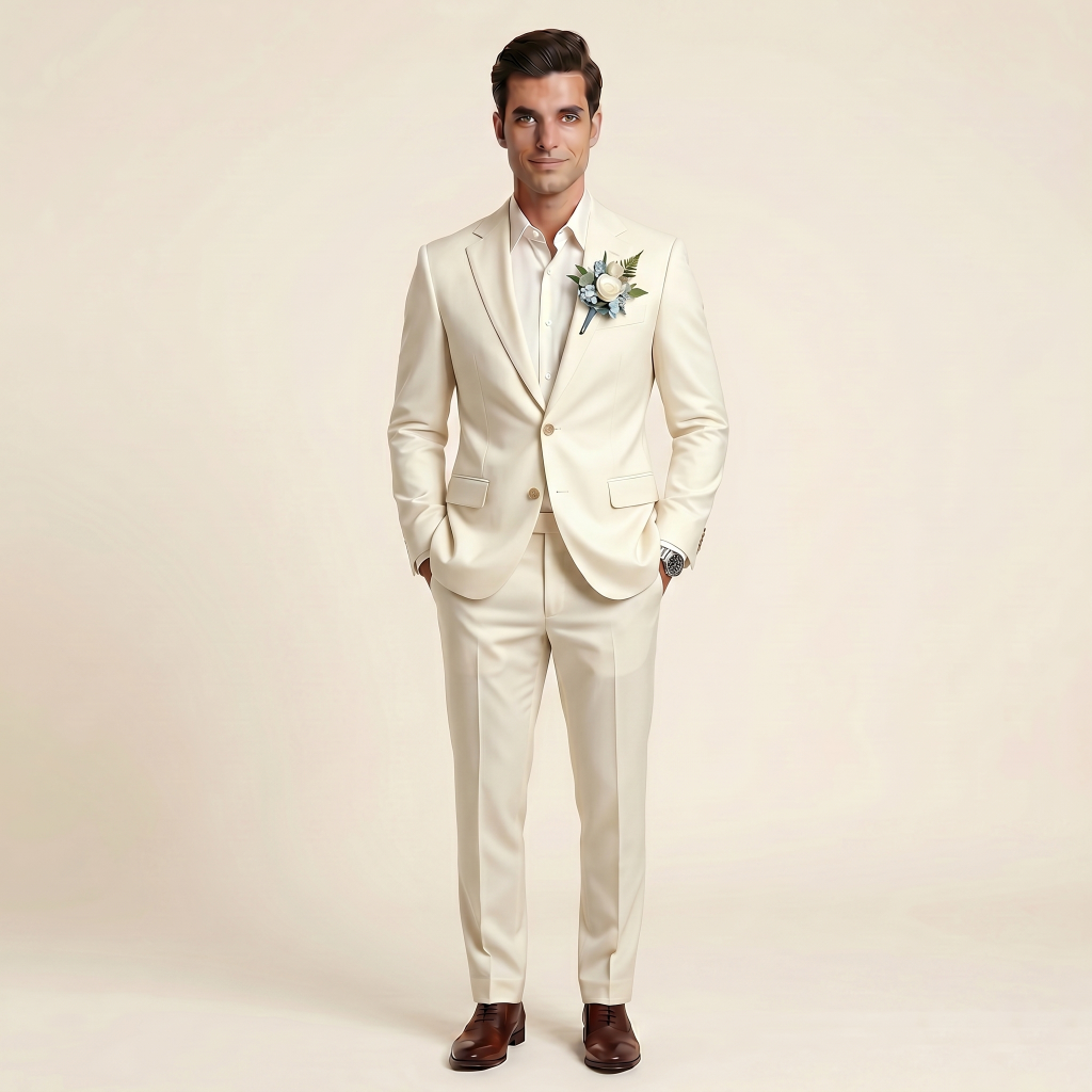 Exquisite Champagne Rose – Premium Men’s Full Suit