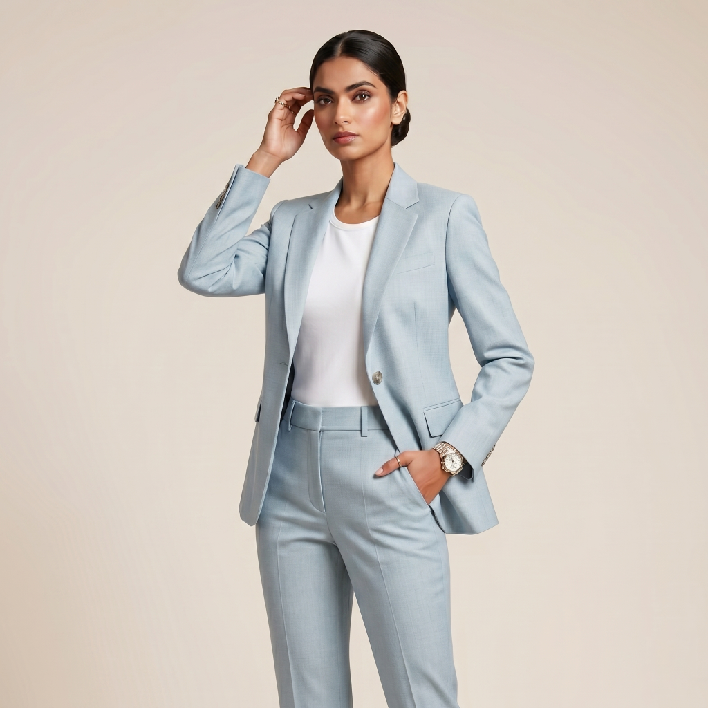 Classic Powder Blue – Premium Women’s Full Suit