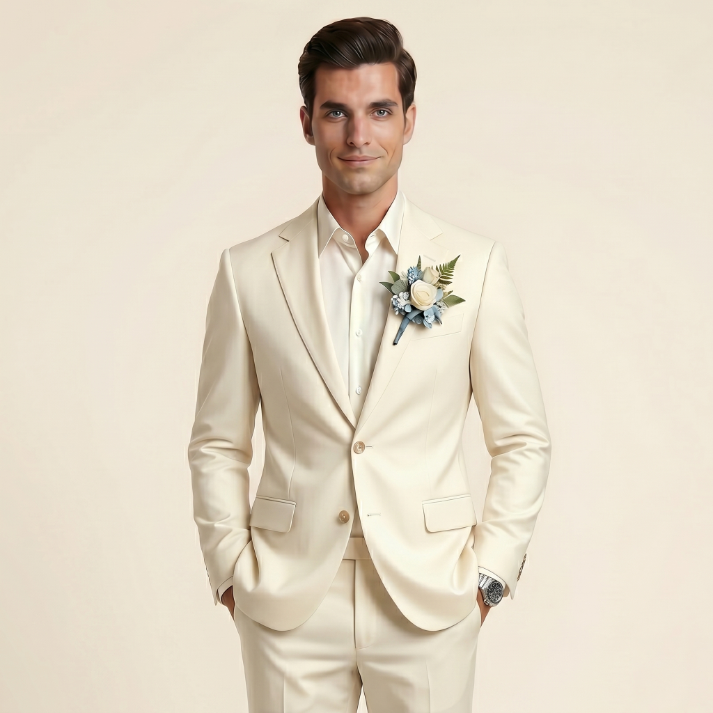 Exquisite Champagne Rose – Premium Men’s Full Suit