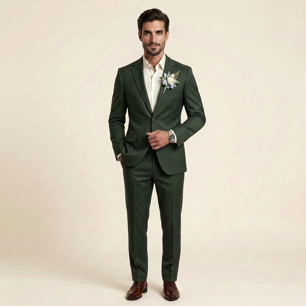Opulent Deep Forest Green – Premium Men’s Full Suit